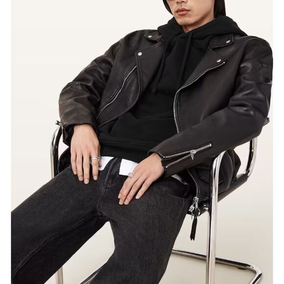 ~ ALLSAINTS Mens Raven Pullover Ramskull Hoodie Med Sweatshirt Kangaroo Pocket - Picture 3 of 16